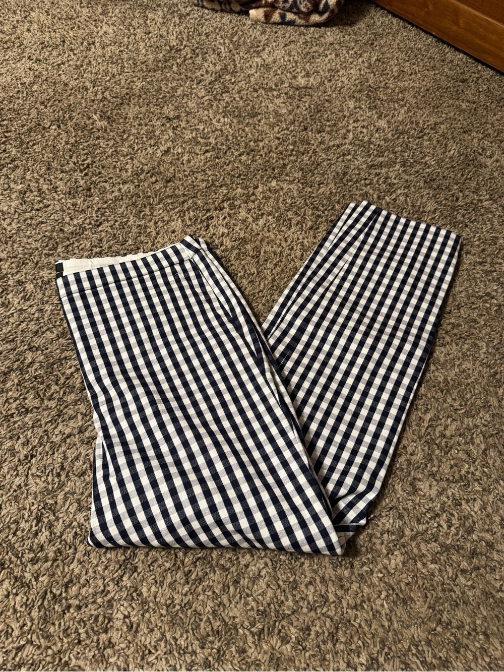 J. Crew Navy and White Gingham Skinny Pants